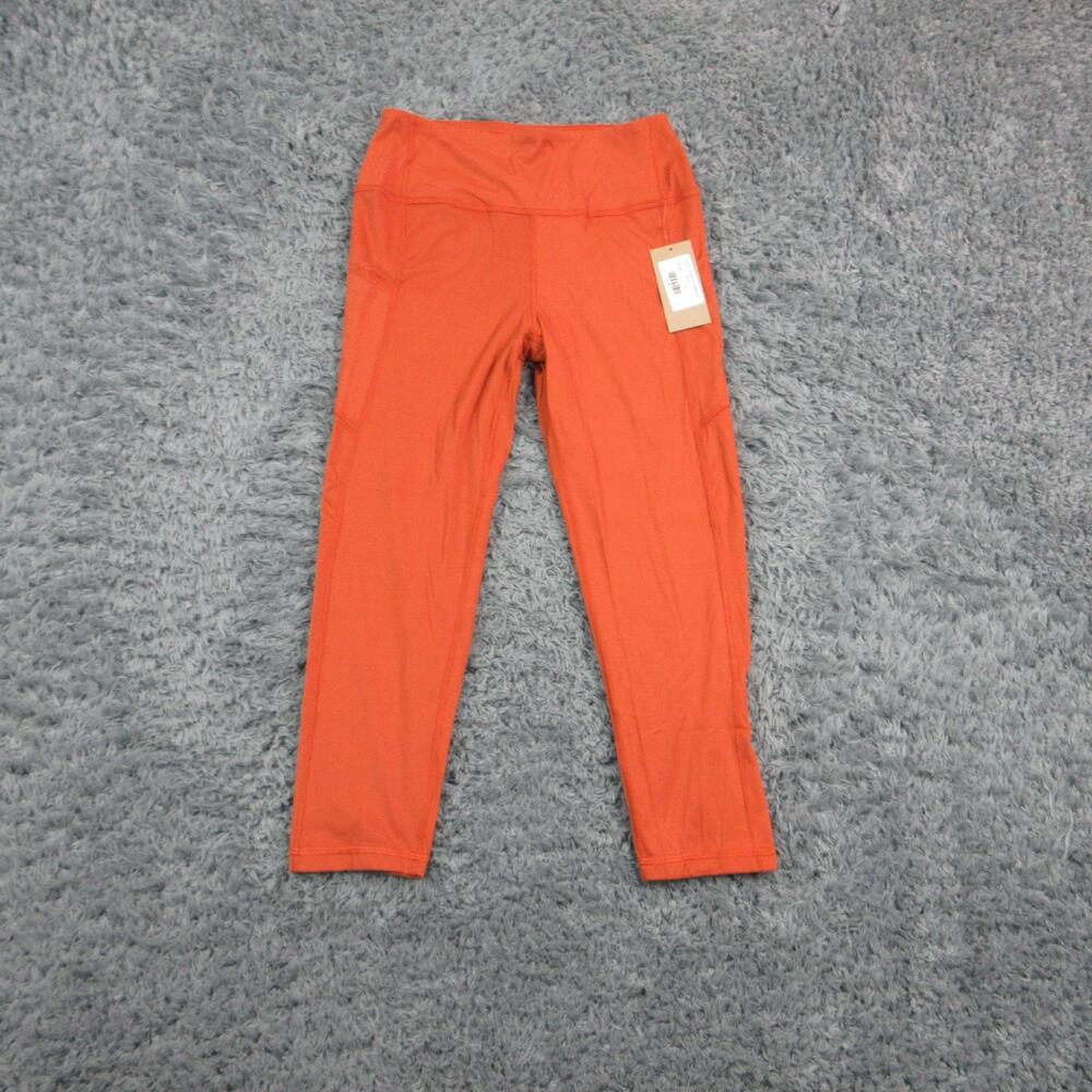 Albion Leggings Womens M Orange Capri Pockets Activewear Yoga 26x22.5* NWT